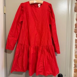 H&M Puff Sleeve Red Dress Size 10